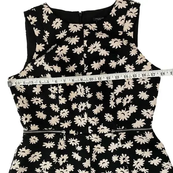 Ann Taylor Daisy Print Jacquard Mini Dress Black White A Line Petite 10 - Picture 8 of 12